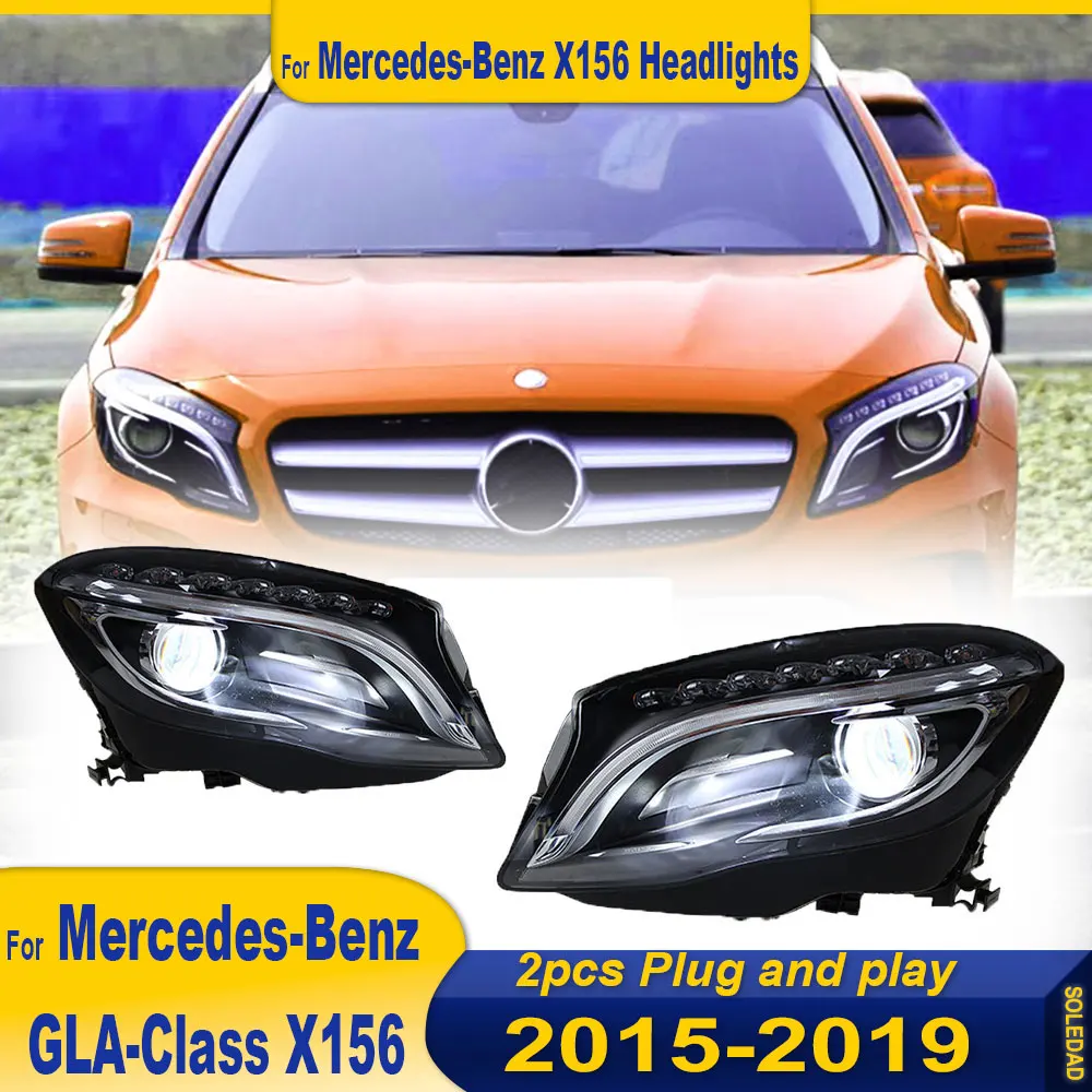 Car HeadLights For Benz GLA X156 2015 2016 2017 2018 2019 LED Car Lamps Turn Signals Daytime Running Lights Car Accessories