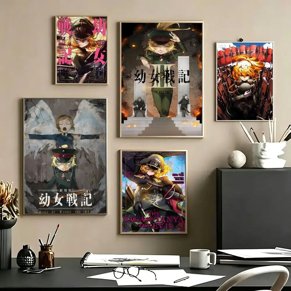 anime Saga of Tanya the Evil Poster Poster HD Self Adhesive Waterproof Art Print Wall Decor for Bedroom Living Room Home Gift