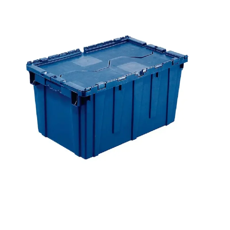 

Plastic Distribution Container With Hinged Lid, 21-7/8x15-1/4x12-7/8, Blue