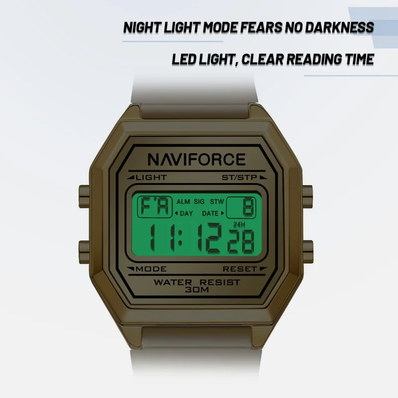 NAVIFORCE Woman Fashion Watches Fashion Sports Watch 3ATM Waterproof Time Display Silicone Strap Women's LCD Digital Watch Gift