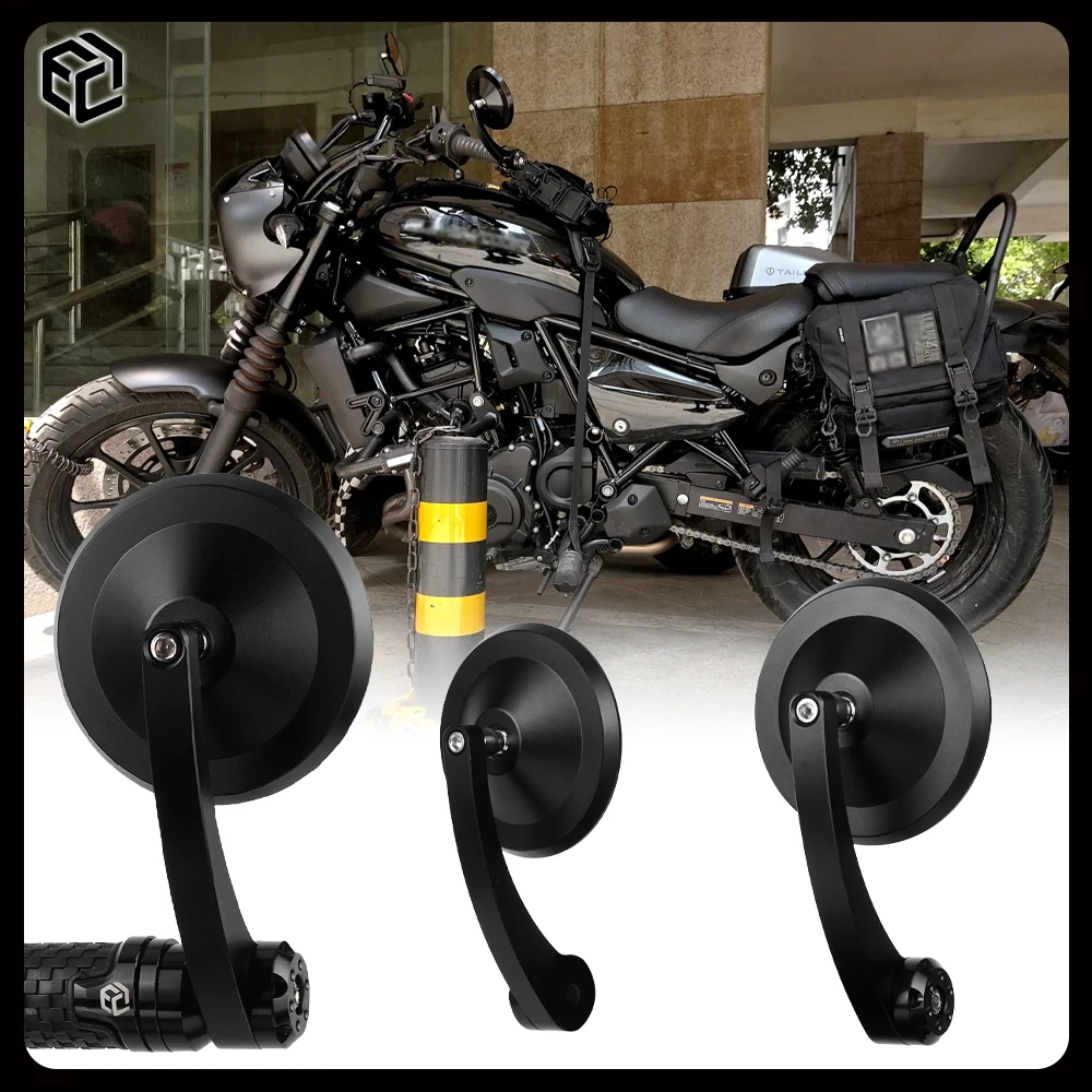 For Kawasaki Eliminator 500  / Z900SE Z400 Z800 Z1000 Z750 Motorcycle Rearview Mirror Retro Bar End Mirrors CNC Aluminum alloy