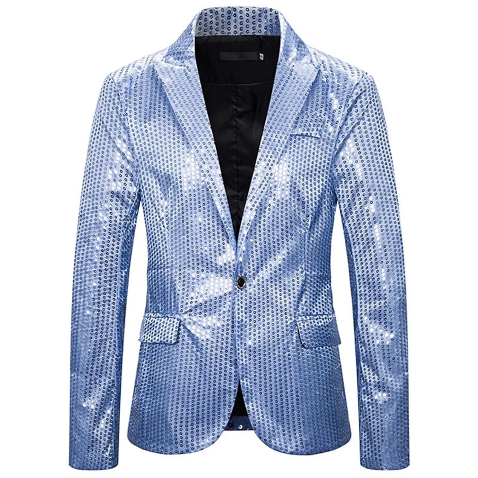 Men\'s Blue Sequin Suit Costume Party Stage Nightclub Shiny Cool Show Blazer Suit  Mens DJ Club Stage Party Wedding Clothes