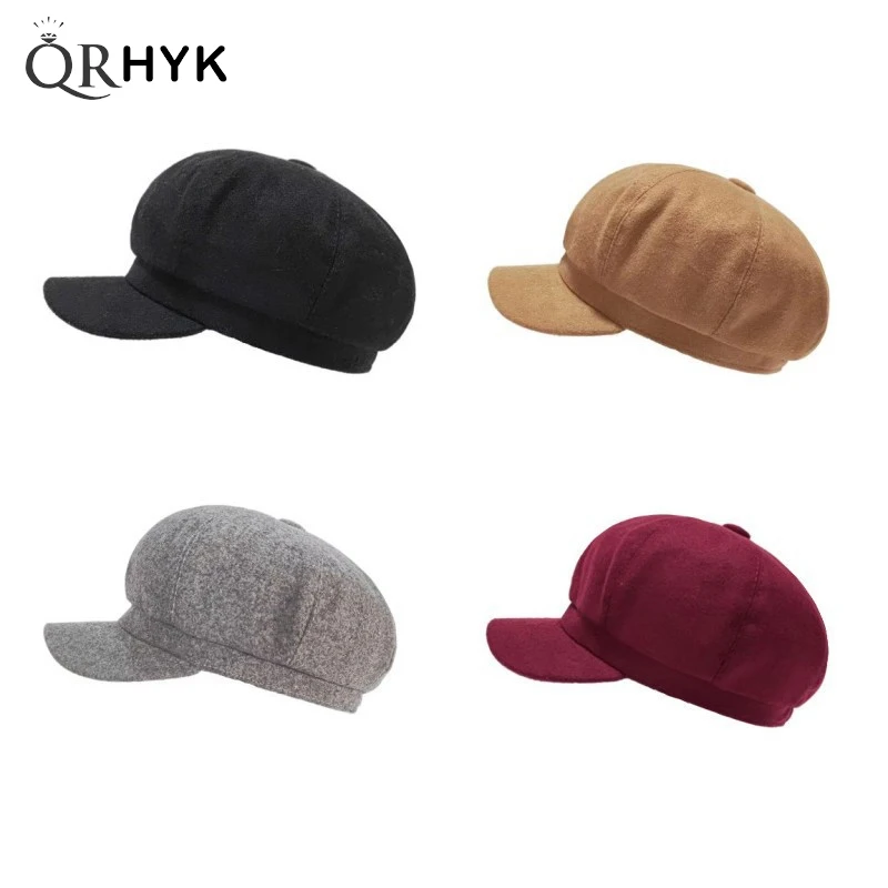 Fashion Women Beret Autumn Winter Octagonal Cap Hats Artist Painter Newsboy Hat Casual Beret Cap