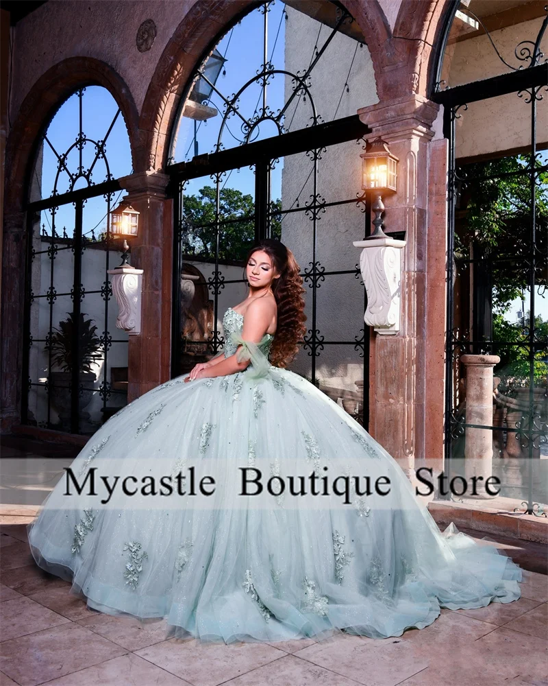 Mint Green Quinceanera Dresses 2025 Beaded Sweet 15 Gowns Lace Appliques Birthday Party Dress Vestidos De Quinceañera Customized