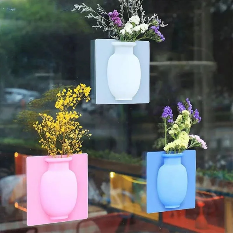 Magic Silicone Vase Silicone Sticky Wall Vase Removable Wall And Fridge Magic Flower Plant Vases Wall Hanging Vase Without Trace