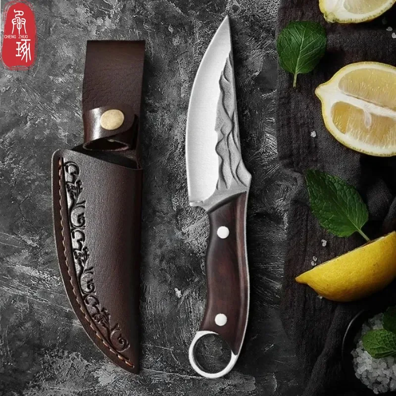 Kitchen Knife Meat Slicing Fruit Vegetables Knife Stainless Steel Boning Cleaver Knife Sharp Blade Hand Forged Butcher Knife