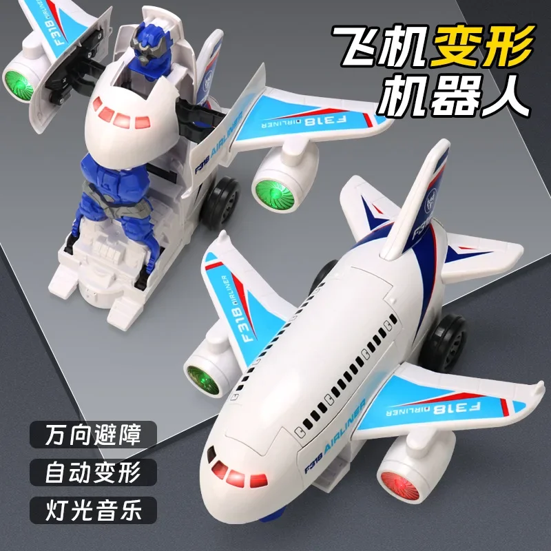 

Электрический деформационный самолет, музыкальный свет, универсальная модель пассажирского самолета, автоматический деформационный робот, детский игрушечный самолет