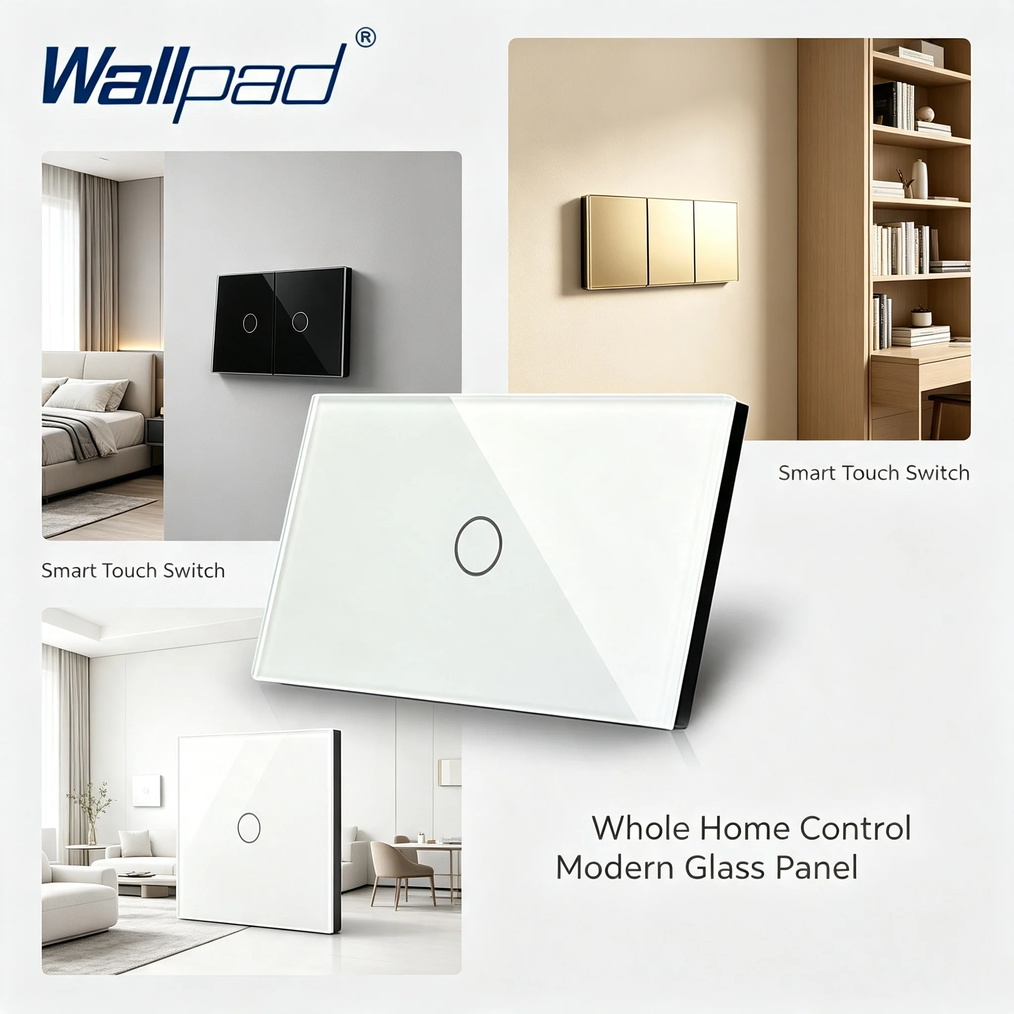 2 Gang 2 Way US/AU มาตรฐาน Wallpad Touch สวิทช์หน้าจอทองคริสตัลคริสตัลคู่สมาร์ท wall Switch 2 Gang