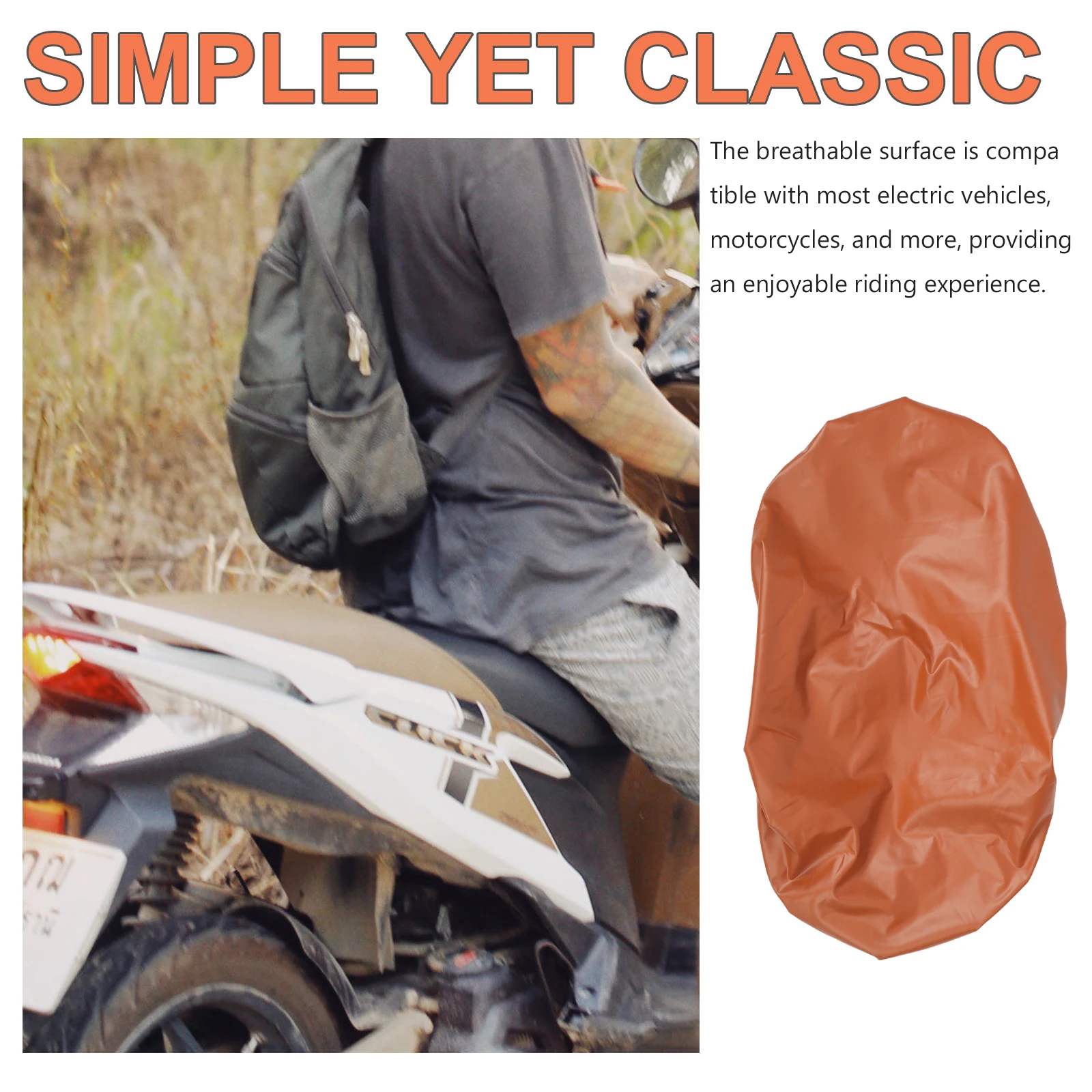 

Waterproof Motorcycle Seat Cover Cushion Brown Universal Fit Scooter Electric Vehicles Breathable for