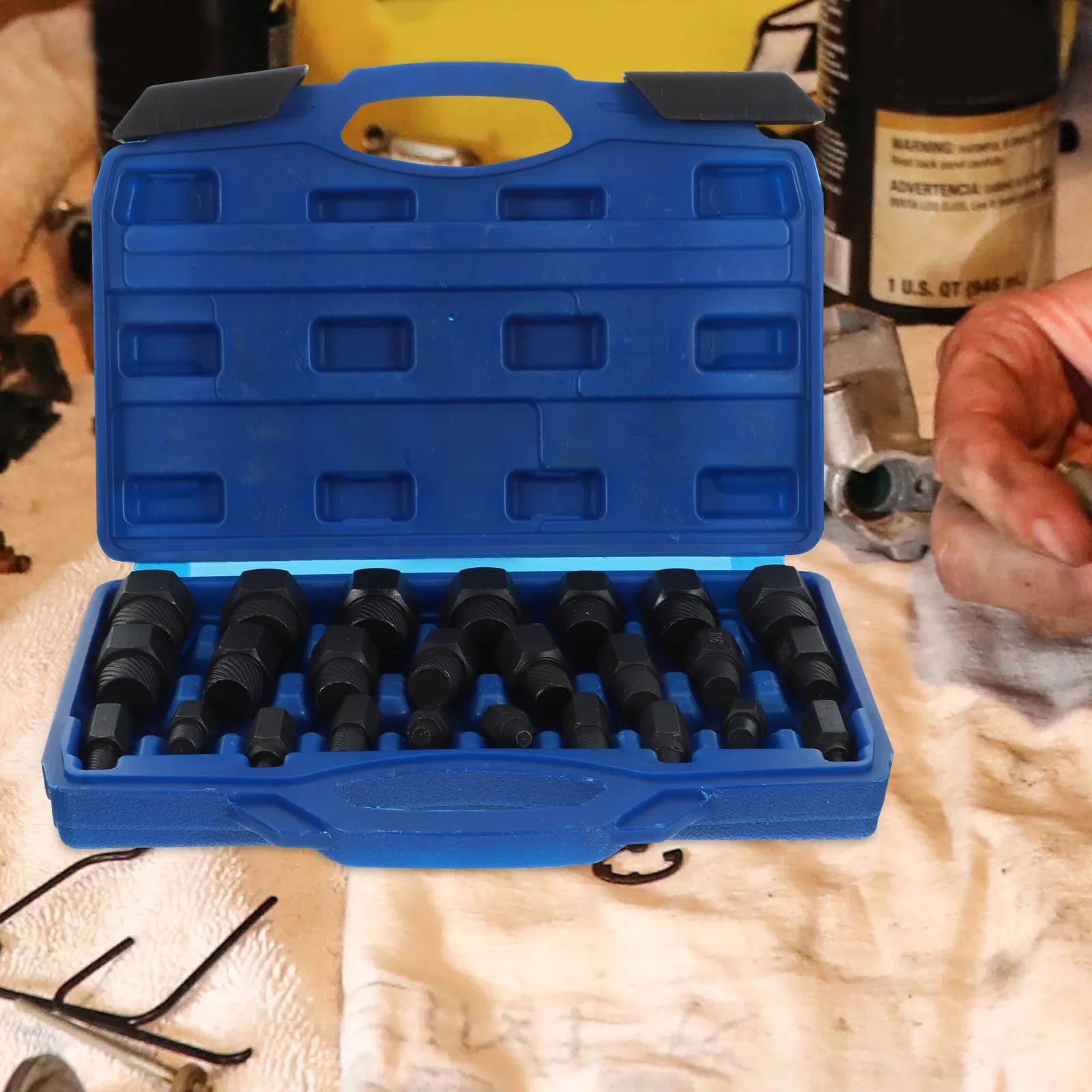 

1Set Screw Extractor Heavy Duty Alloy Steel Stripped Screw Remover Bolt Extractor Kit Broken Bolt Removal Tool Storage Case
