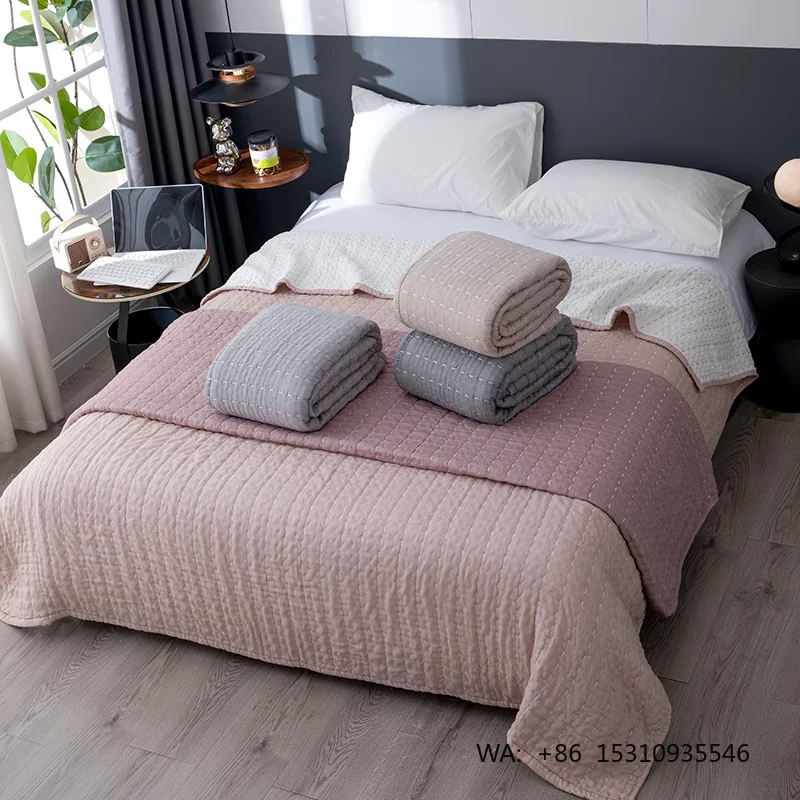 2026 Hot Sale Minimalist Solid Color Embroidered Throw Blanket Cotton Polyester Custom Size for All Scenario Home Decor