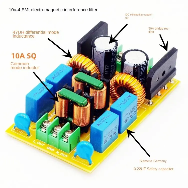 External Four-stage EMI  Filter EMC AC 220V  DC Audio Power Amplifier  Bar Plug