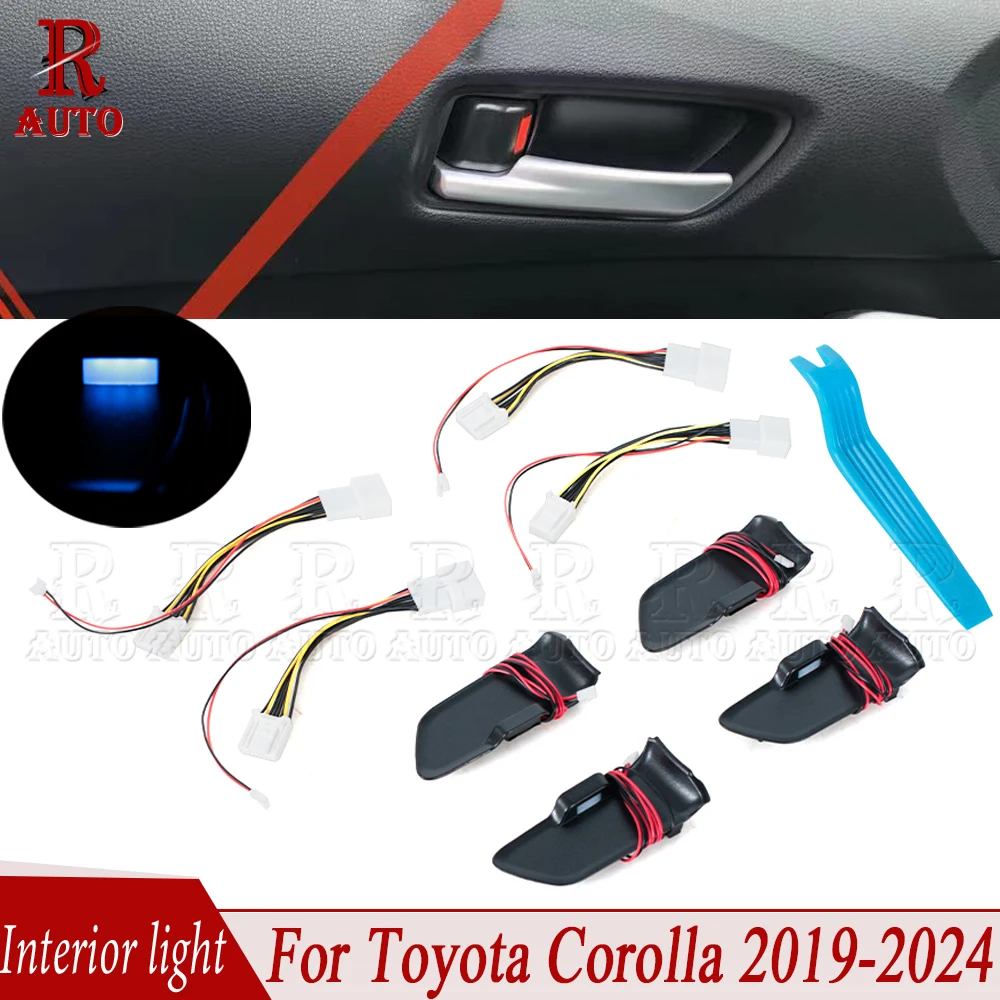 

R-AUTO для Toyota Corolla 2019-2024, окружающее освещение, атмосферный светильник, внутренний светодиодный светильник для дверной чаши, рамка, темный или ледяной синий