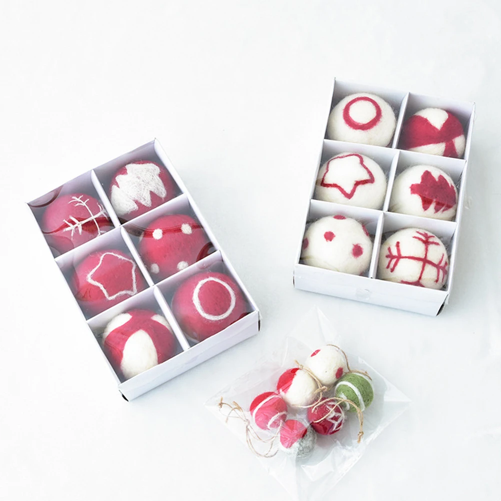 

6 Pcs Wool Ball Pendant Decoration Christmas Balls Hanging Ornaments Tree Decorations for Holiday Pompom