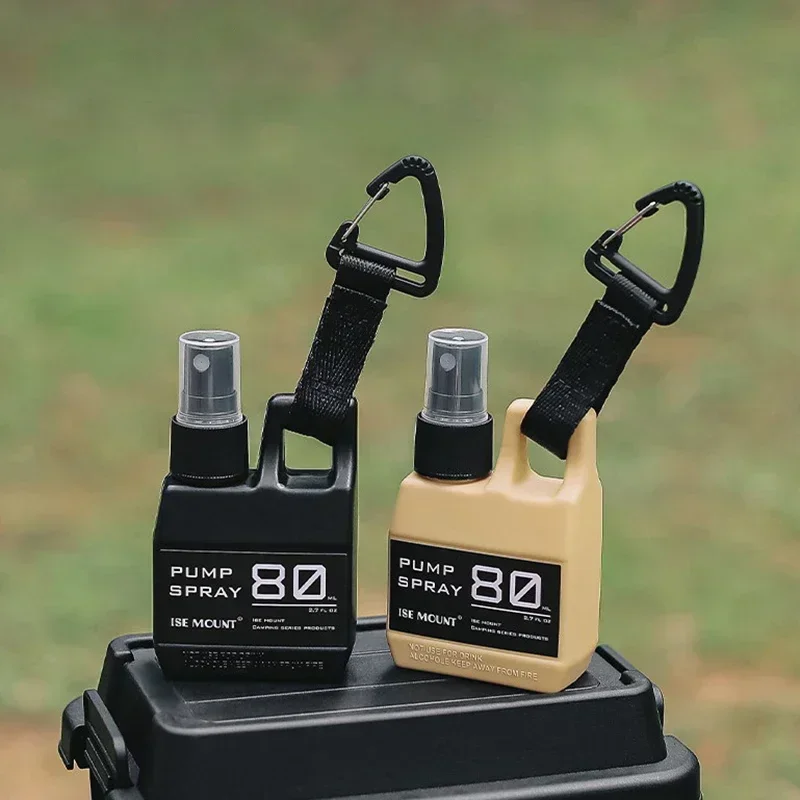 

80 мл портативный многоразовый распылитель с насосом и пряжкой для спирта, духов, косметики, кемпинга, пешего туризма, путешествий, черный