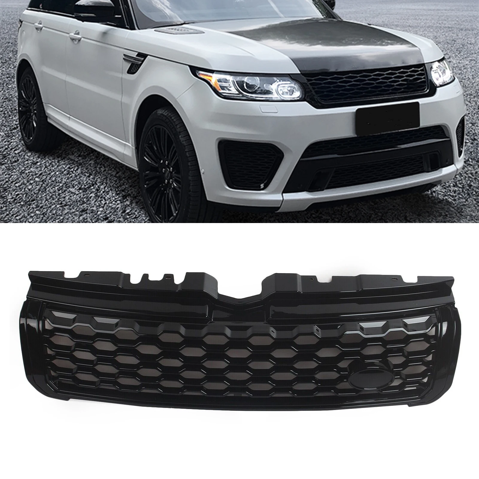 

Гриль для Land Rover Range Rover Evoque 2010 2011 2012 2013 2014 2016 2017 2018 черный/серебристый передний бампер