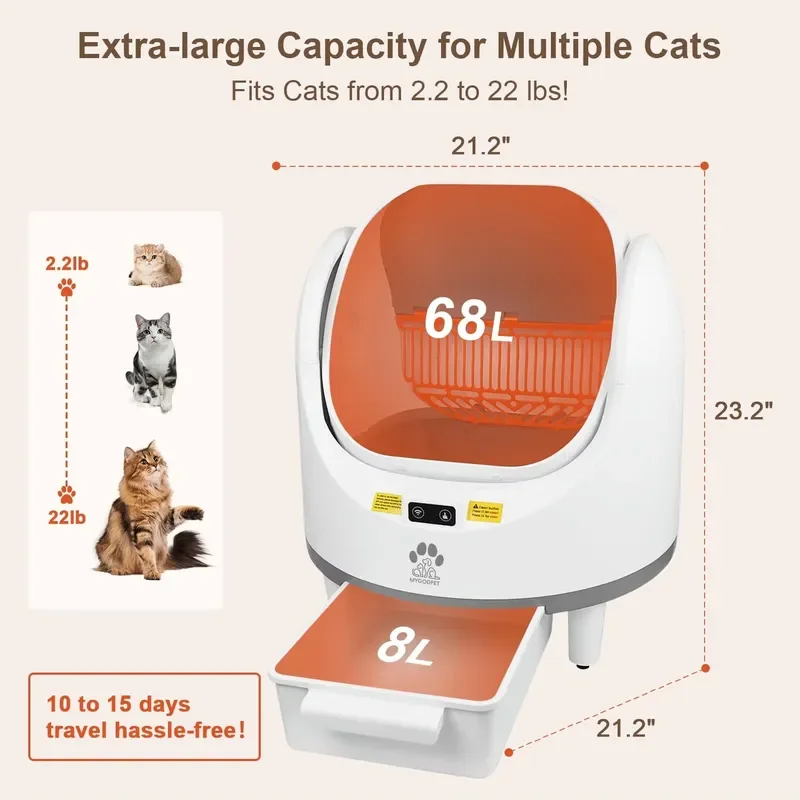 Self Cleaning Box Open Automatic for Multiple Cats with Safety Protection Smart Customized