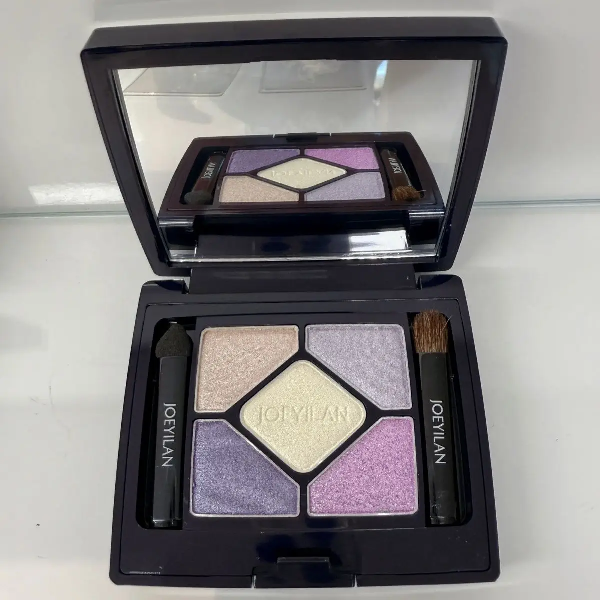 Paleta de sombras azuis com glitter, 5 cores, fosco, pérola, brilhante, coreano, acrílico, esfumaçado, maquiagem de longa duração, cosméticos