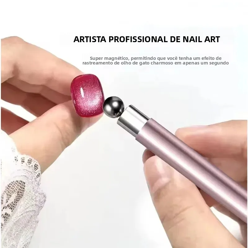 1 unidade Ferramenta Magnética para Nail Art Bastão Cilíndrico com Ímã Esférico Acessório de Manicure para Efeitos de Contas de Vidro Compatível com E