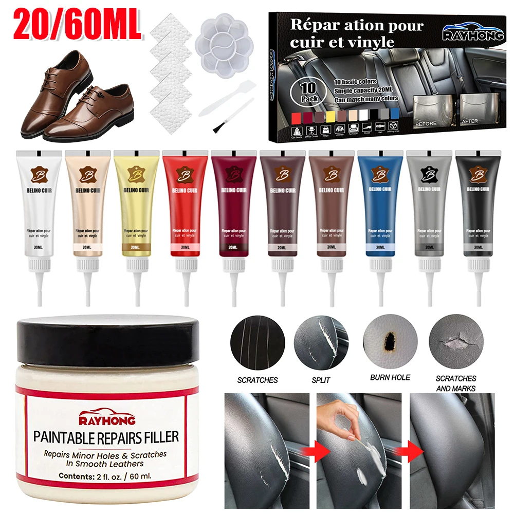 

60/20 мл наполнительная паста для ремонта кожи, крем для восстановления кожи, авто, ремонт кожи, царапин, трещин, диван, автокресло
