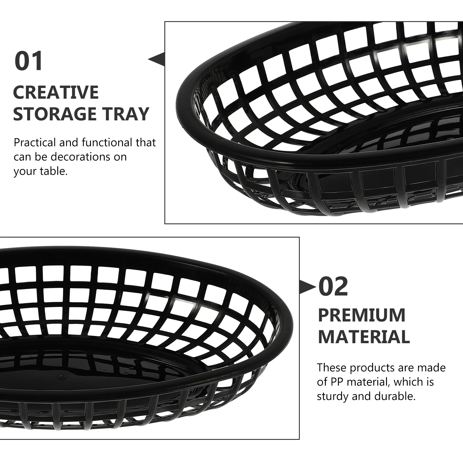 4 Pcs Bread Baskets Food Storage Snack Plate Hamburger Fruit Plastic Trays Fast Mini