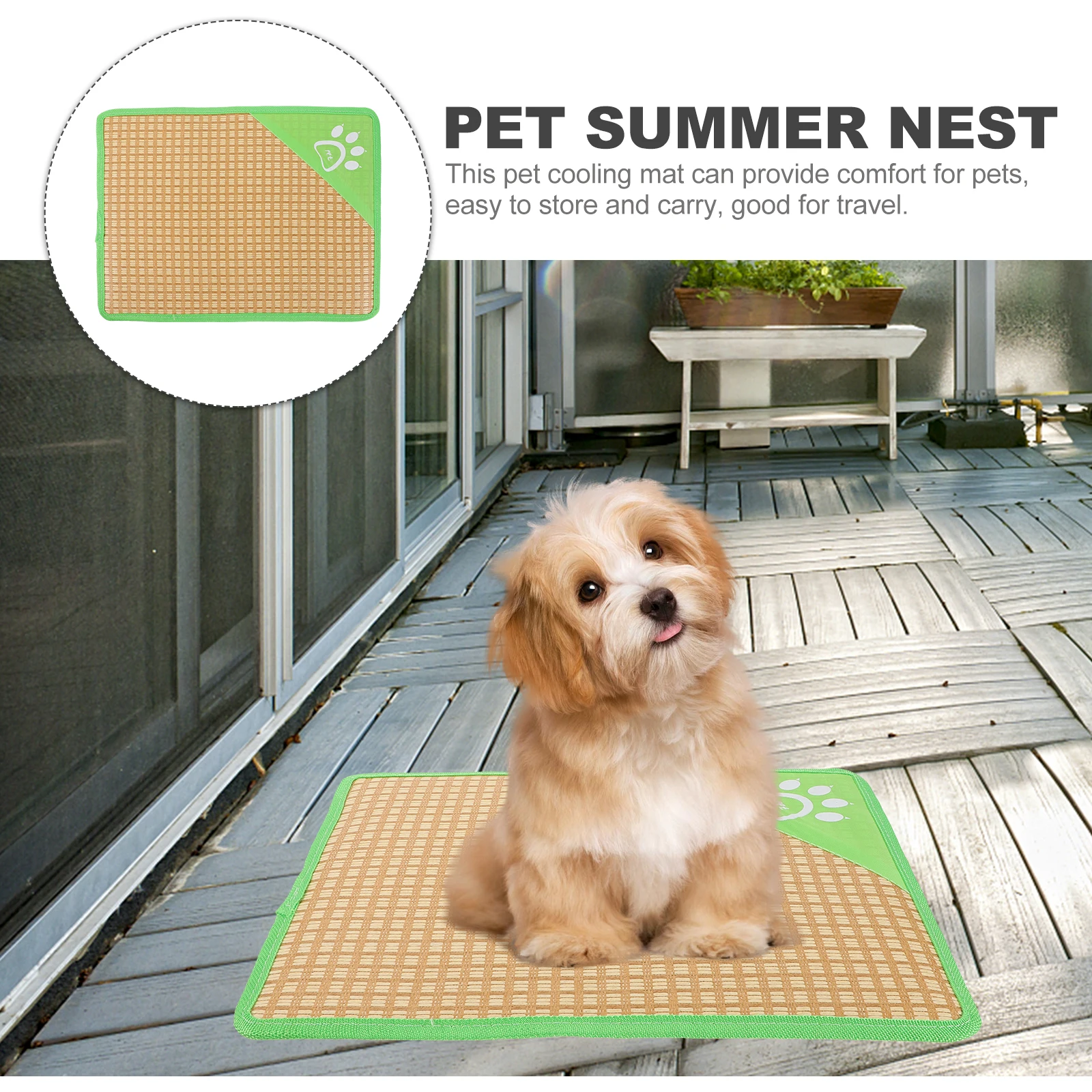 

Cooling Pet Mat Size Cats Dogs Summer Bed Breathable Small Nest Indoor Sleep Cushion Straw Travel