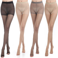 Sexy Women Thin Seamless Nylon Tights Elastic Female Black Skin Thigh High Stockings Tights Pantyhose Skinny Open Toe Pantyhose