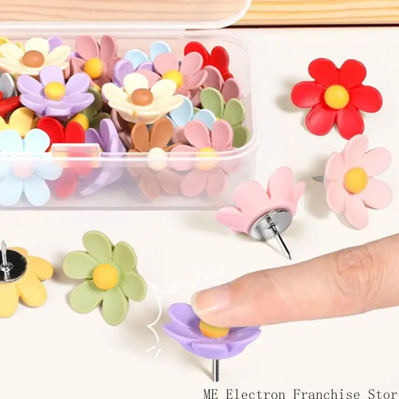 T5ea 20/30pcs زهرة الدفع دبابيس تزيين thumbtacks