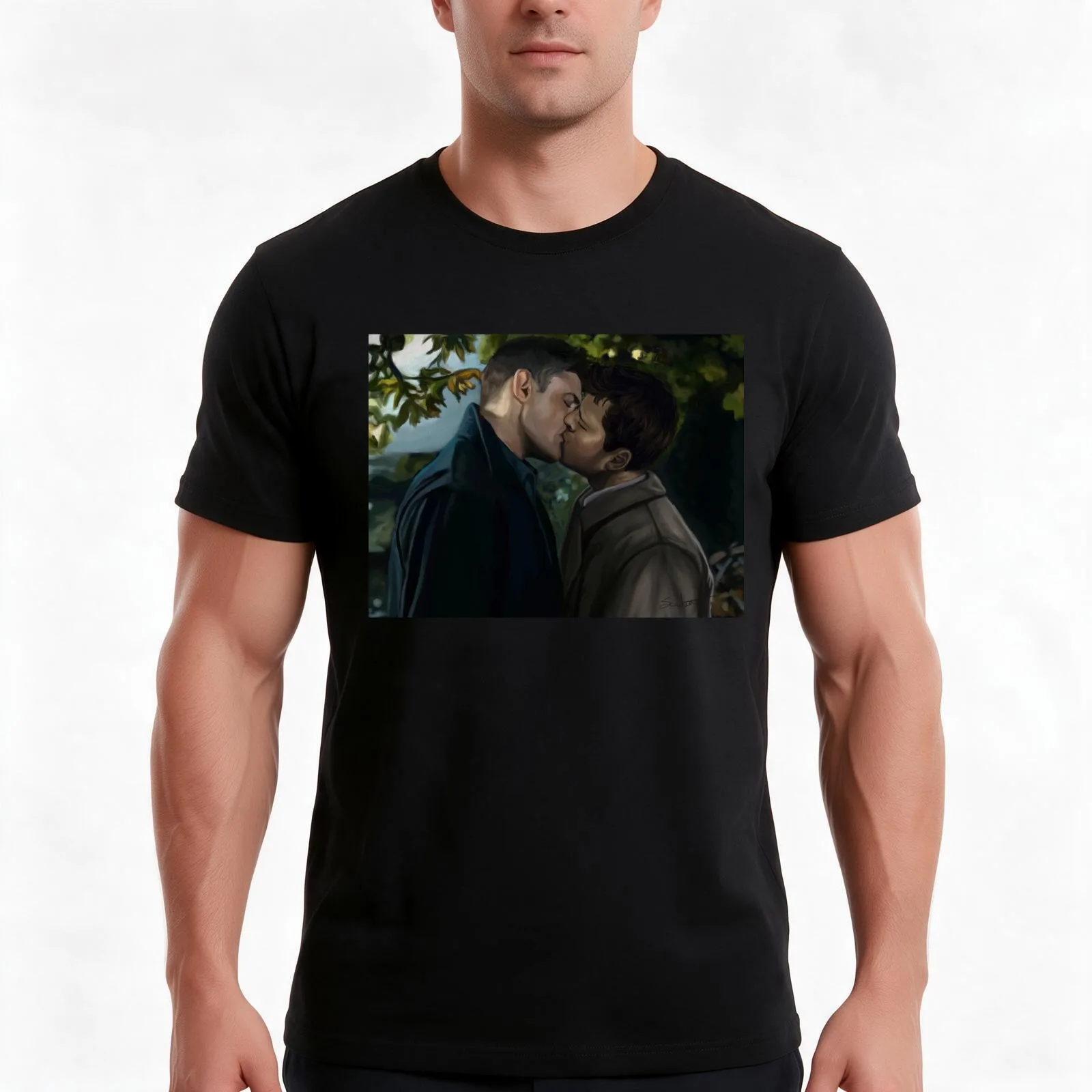 Destiel Kiss in The Wind T-Shirt Summer Casual Cotton Tee Oversized Streetwear Tops Vintage Graphic Print Unisex Men Women
