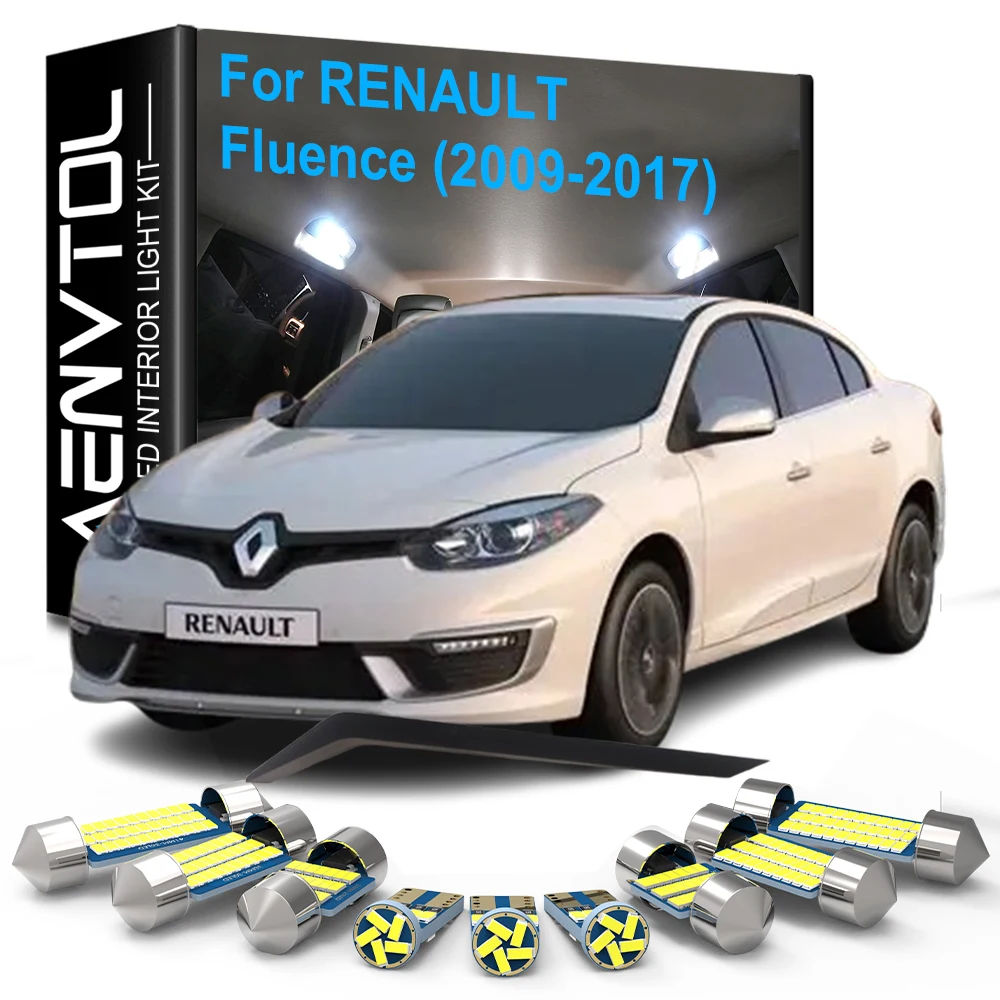 16 Stück Auto-LED-Innenbeleuchtung Canbus für Renault Fluence 2009-2017, Deckenleuchte, Kosmetikspiegel, Kofferraum, Handschuhfach, Tür, Nummernschildbeleuchtung