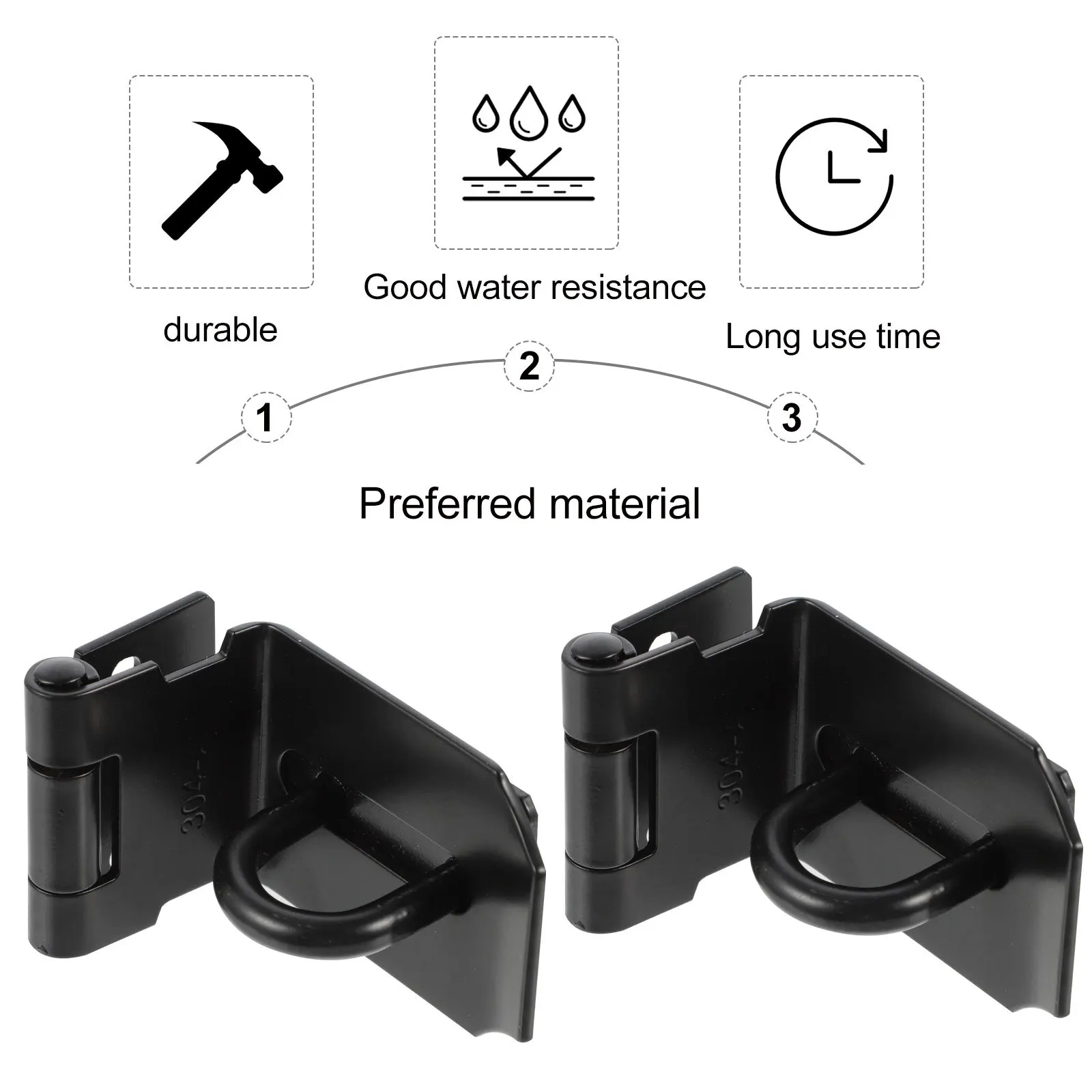 

2Pcs Stainless Steel Right Door Hasp for Cabinet Wood Gate Window Security - Heavy Duty Padlock Latch with Multi