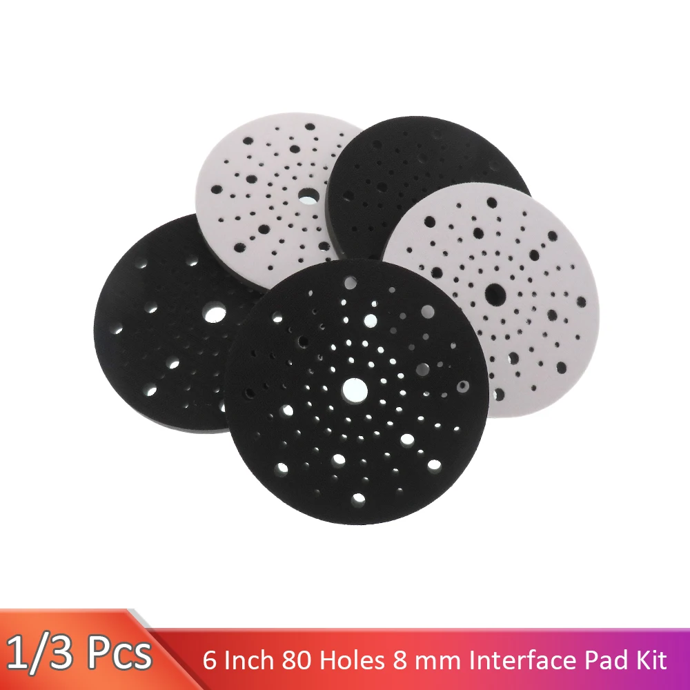 Hook and Loop Protection pad 6 Inch 80Holes Interface Pad Disc Power Tool Accessories for Sander Polishing & Grinding