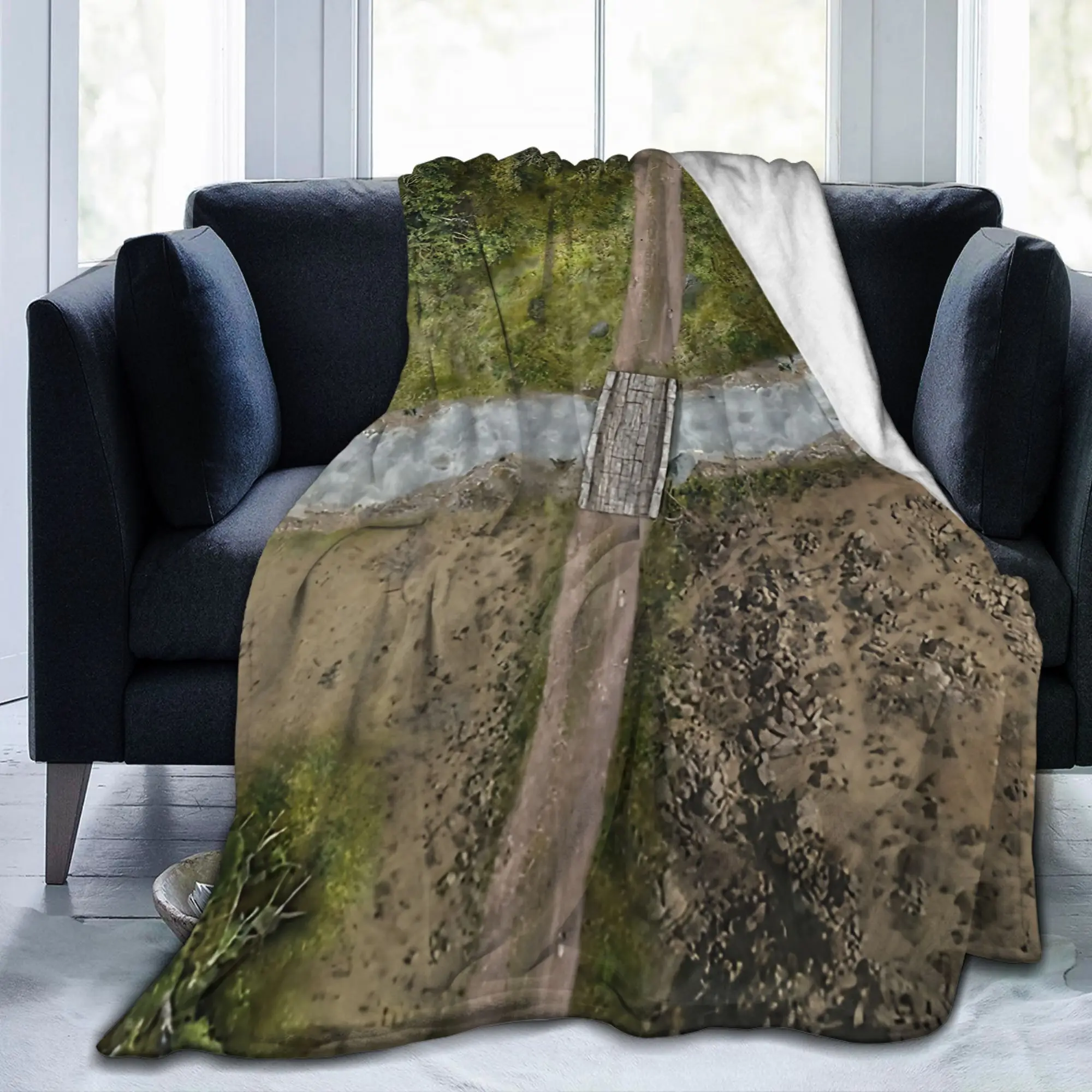Forest River Crossing Battle Map Gaming Blanket Flannel Table Top Miniature Breathable Ultra-Soft Bedding Throw Blankets