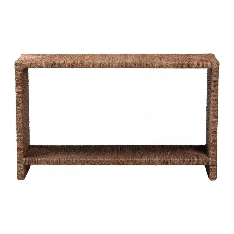 

Medieval solid wood entrance table, ultra-narrow wabi-sandy wind retro strip case, home decoration entrance table, hemp rope