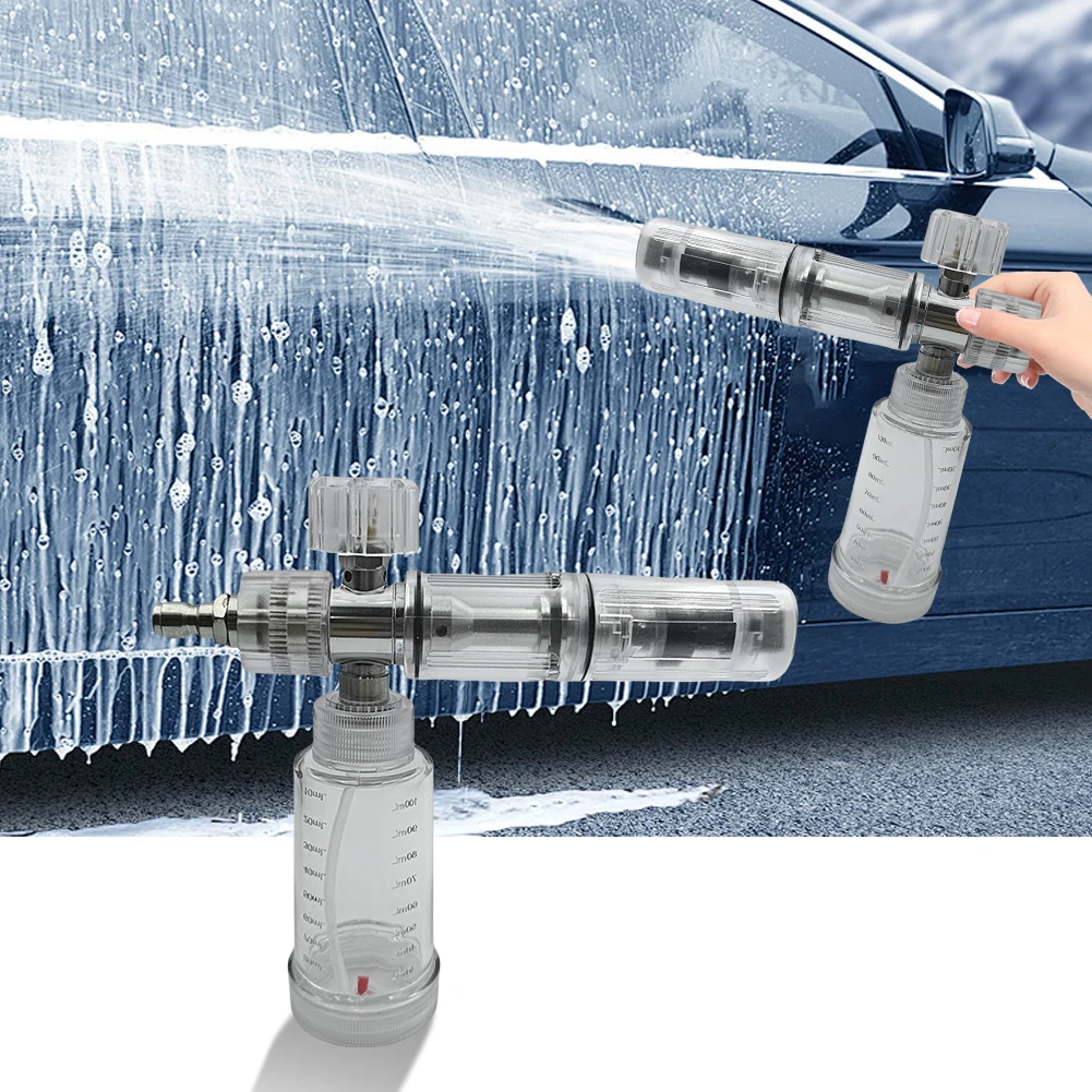 

100ml Pressure Washer Gun Adjustable 4500PSI Water Foam Pot with 1/4 Inch Quick Connector Foam Spray Pot Car Wash Accessories