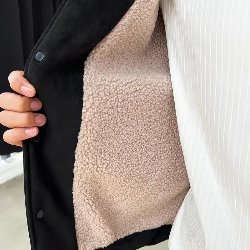 الخريف الشتاء حجم كبير Faionable بولي Leather الجلود المرقعة Jaet الرجال فضفاض عصري بدوره إلى أسفل طوق ملابس العمل معطف Sle #5