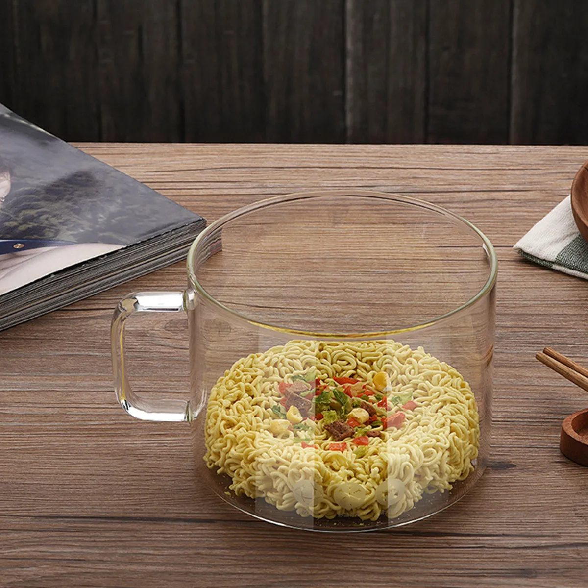 

Прозрачная стеклянная миска, утолщенная, химически стойкая, прозрачный контейнер для салата и фруктов, пригодный для использования в микроволновой печи, коробка для десертов, контейнер для хранения лапши быстрого приготовления