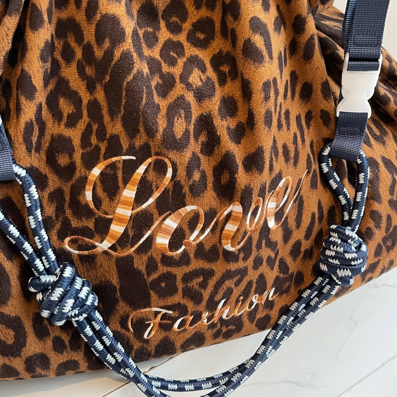 Übergroße Umhängetaschen mit Leopardenmuster für Damen, verformbar, VELOUR, große Kapazität, Einkaufstaschen, 2025, Winter, neue Luxus-Handtaschen – Detail 15