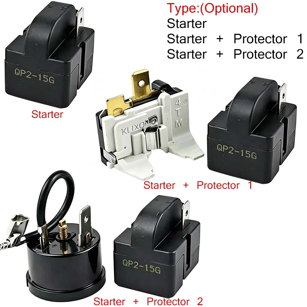 Refrigerator Compressor PTC Starter/ Protector QP2-15G Relay Thermal Overload Protector Starter Freezer Repair Parts