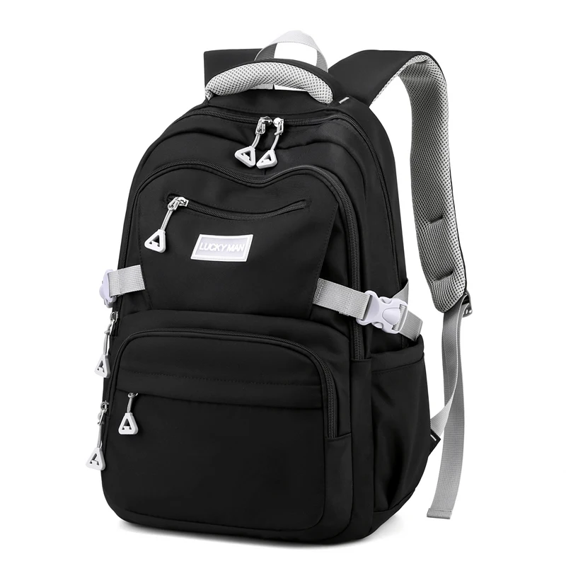 

Large Capacity Backpack Men Laptop Backpacks 15 Oxford Black Solid School Bags Teen College Boy Gril Student Multifunctional