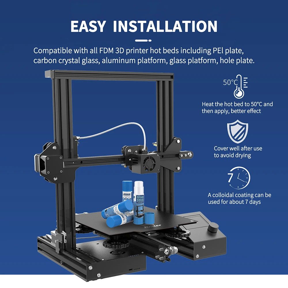 3D 프린터 접착제 스틱, 핫 베드 프린트 필라멘트, PLA ABS PETG TPU, 쉬운 청소, PVP 무독성 강력한 특수 접착제