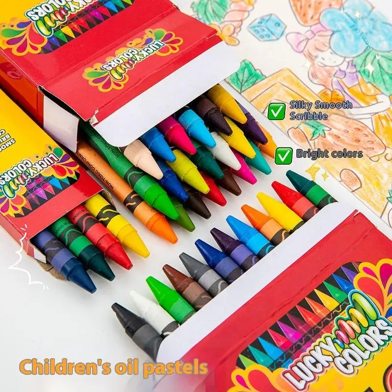 4/12/24 cores qualidade lápis multicoloridos crianças graffiti escova estudante pintura a óleo vara terno material escolar arte fornecimento