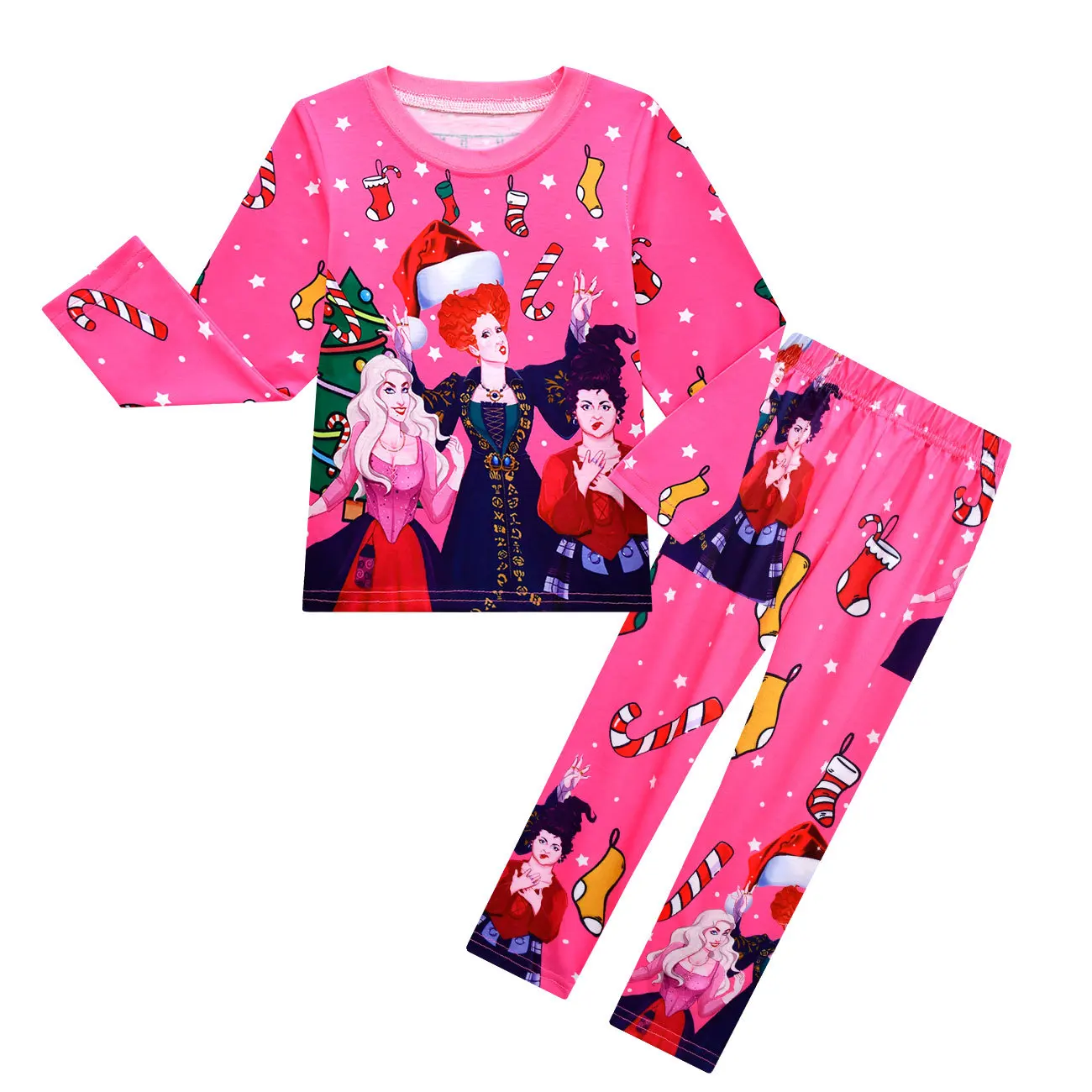 Spring Autumn Clothes Sets for Kids Girls Hocus Pocus 2 Tshirt and Pants Cartoon Long Sleeve Christmas Costumes Children Outfits