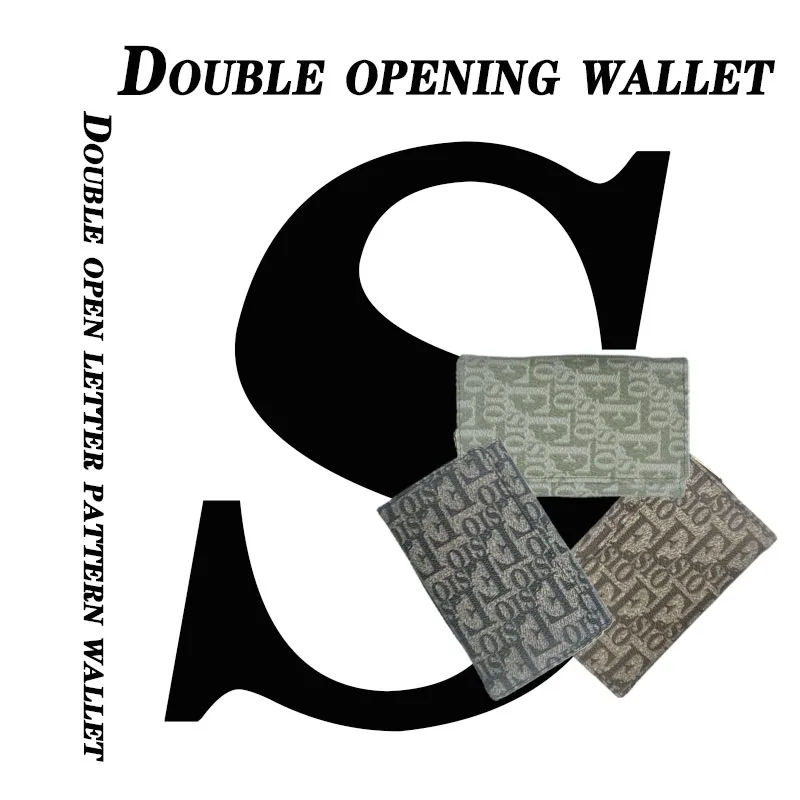

New Three-fold Medium Size Wallet, Green and Black Wallet, Large Capacity Zipper Wallet, Snap Card Bag, Multiple Compartments