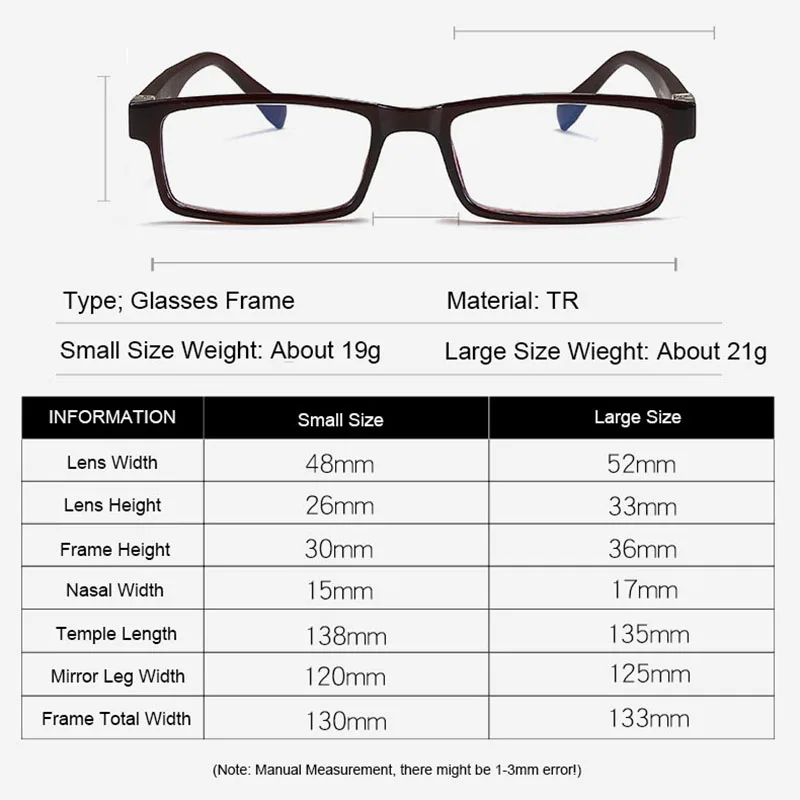 Ahora Men Square Finished Myopia Optical Glasses Frame Diopters Anti Blue Light Nearsighed Computer Eyewear -1.25 1.75 2.25 2.75