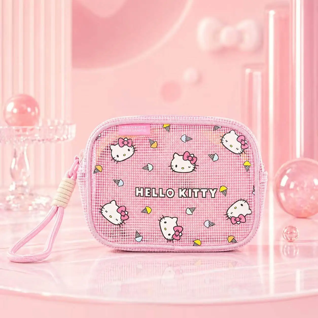 Sanrio Hello Kitty My Melody Kuromi PVC Mesh Cosmetiktas, Draagbare Handtas voor Make-up, Reistoilettas Organizer Opbergtas
