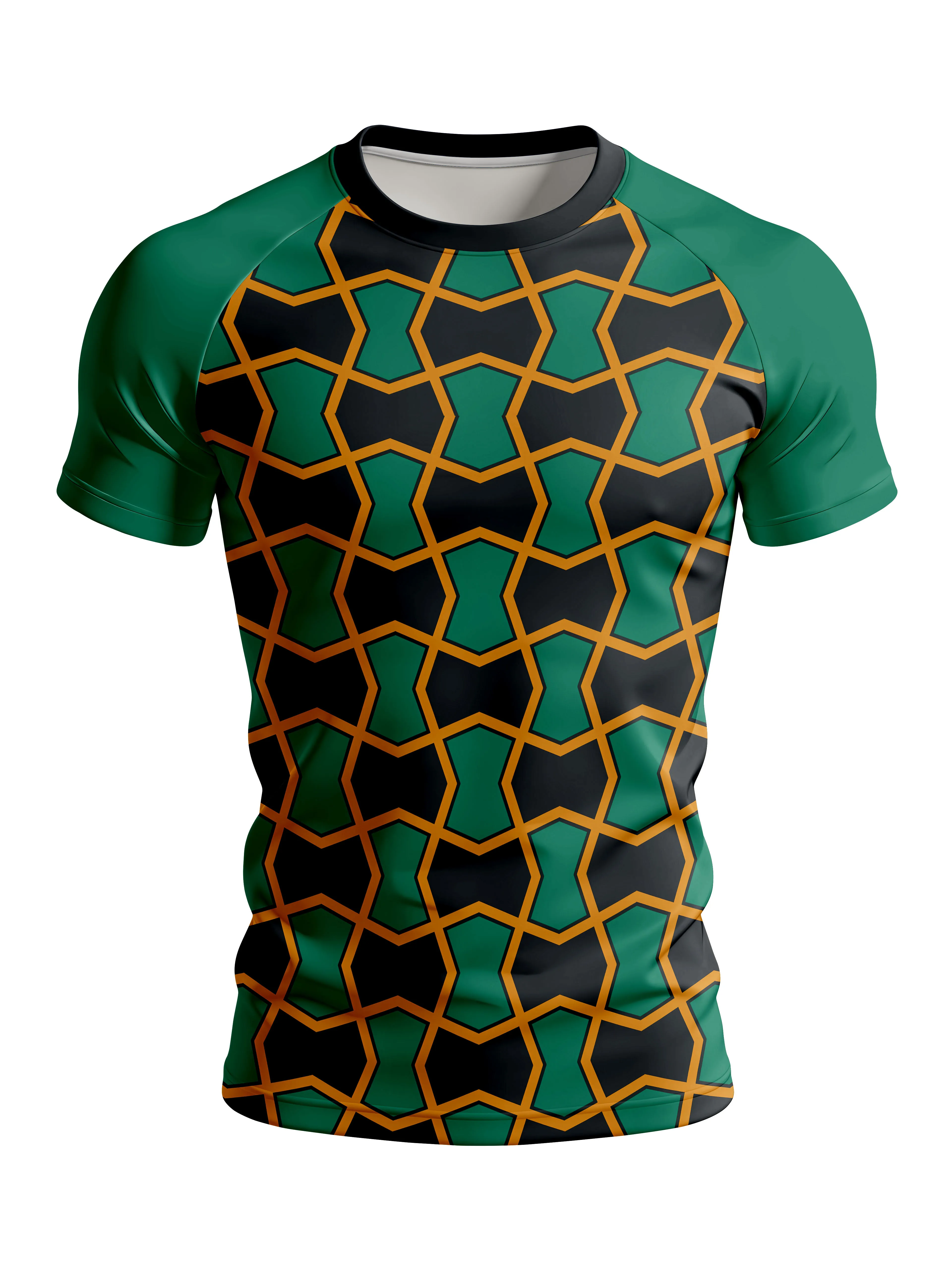 Men Sports Tee Quick Dry Geometric Star Grid Print Training Jersey