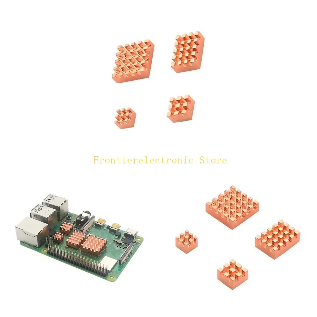 

G8DB Set of 4 Copper Heatsinks Improved Heat Management For RPI 4B Development Boards Electronics Projects
