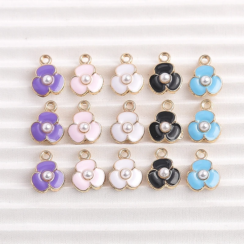 

10pcs 9x11mm Cute Mini Enamel Flower Charms Pendants for Jewelry Making Drop Earrings Necklaces Bracelets DIY Crafts Accessories