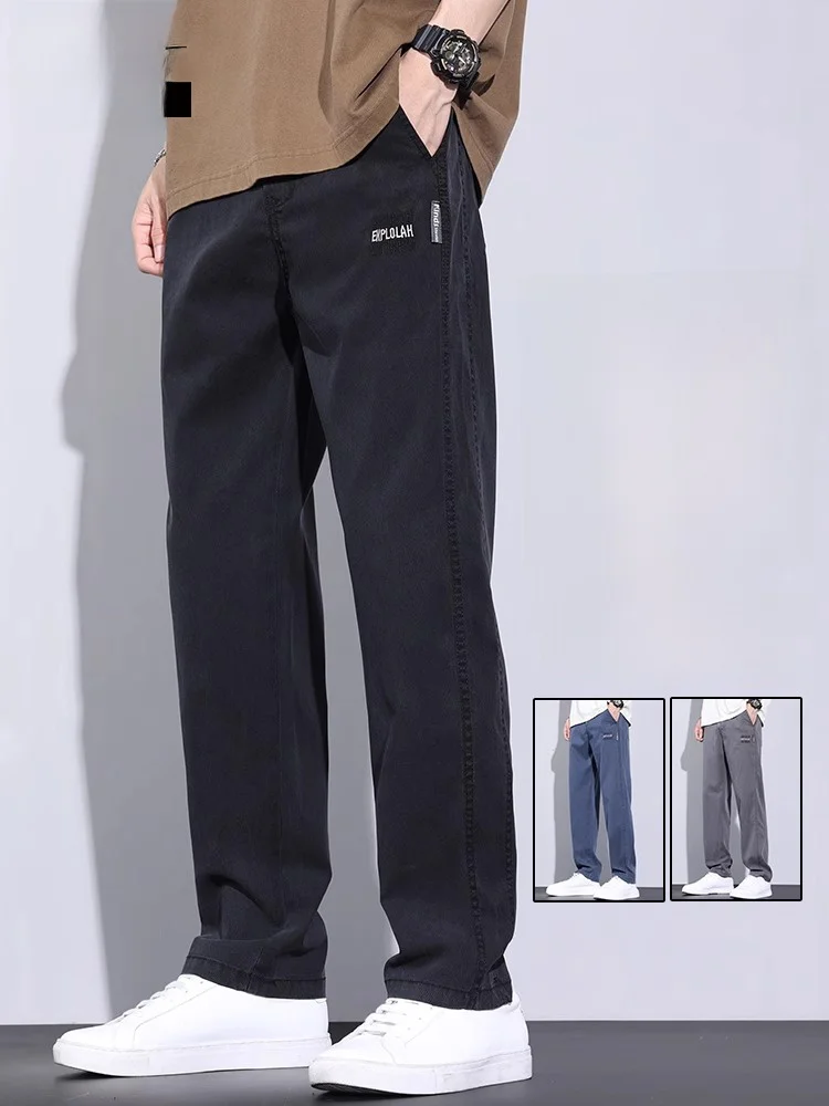 

Мужские повседневные прямые брюки, легкие летние свободные брюки, рабочая одежда, спортивные длинные брюки, дышащие, крутые, ощущения